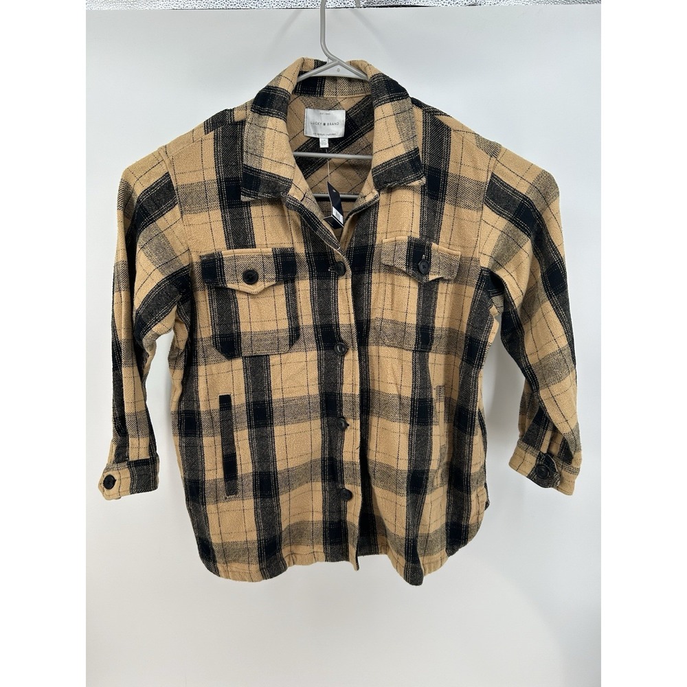 NWT Lucky Brand Plaid Thick Cotton Shacket Shirt Jacket Women's Sz L Oversized